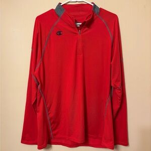 Champion Red Quarter Zip Pullover with Gray Trim
